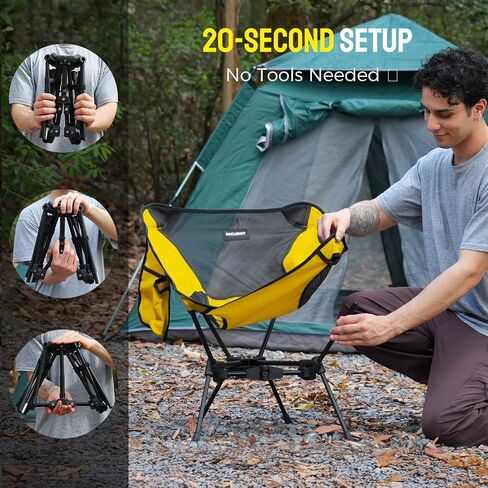 Portable Camping Chair – Lightweight, Compact & Heavy-Duty Folding Chair for Adults, Supports 330 lbs – Ideal for Backpacking Hiking, Fishing, Beach, Picnic & Lawn (Khaki) in Saudi Arabia