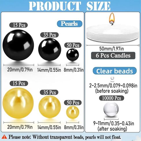 10000 Pcs Water Beads 200 Pcs Floating Pearls and 6 Pcs Floating Candles NO Hole Pearl Water Gel Beads for Vases Floating Candles for Centerpieces Home Weddings Table Party Decor(White, Red) in Kuwait