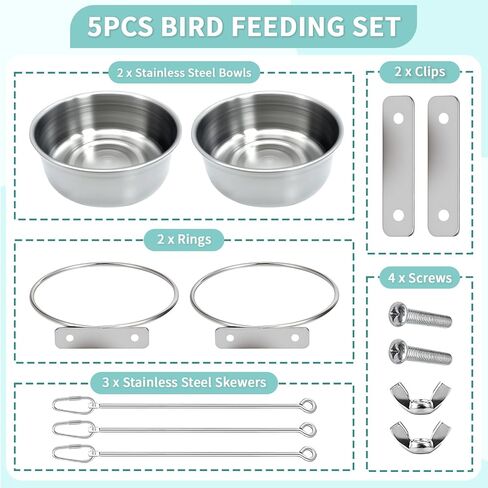 3 PCS Bird Food Holder for Cage ، Parrot Food Treat Skewer Hanging Fruit Vegetable ، Tost Stains Steel Bird Toy for Cockatiel Puregie Macaw Small Animals Feeder -silvery ، 3 pcs in Kuwait