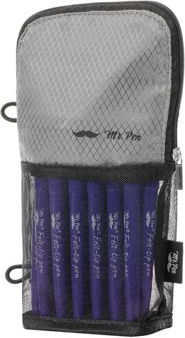 السيد Pen- حقيبة قلم رصاص لطيف ، Sit & Lay Mesh-View Design ، Black & Purple ، Interior Pocket و 2 Loats Binder Loops ، حالة قلم رصاص دائمة للفتيات والفتيان in Kuwait