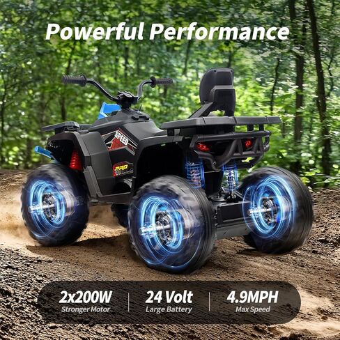 Kids ATV 4 Wheeler ، 24 فولت ركوب سيارة ألعاب للأطفال الكبار مع 400W محرك ، ومقع - أخضر in Kuwait