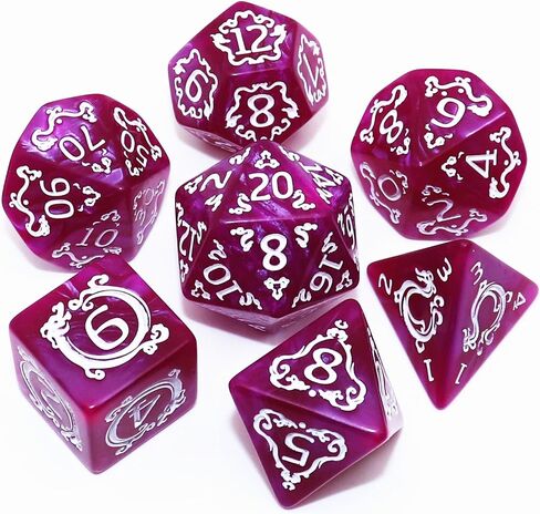 Polyhedral DND Dice Set 7Pcs Dice Set Fit for Dungeons and Dragons D&D RPG Table Games Yellow Polyhedral Dice with Vintage Pattern in Saudi Arabia