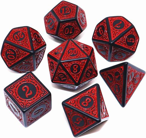 Polyhedral DND Dice Set 7Pcs Dice Set Fit for Dungeons and Dragons D&D RPG Table Games Yellow Polyhedral Dice with Vintage Pattern in Saudi Arabia