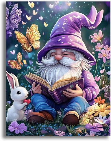 VAIIEYO 5D DIY Diamond Art Kits for Adults Gnome, Diamond Painting Cartoon, Paint by Numbers Full Drill Round Rhinestone Craft Canvas for Home Wall Decor Gift 12x16 inch-6 in Saudi Arabia