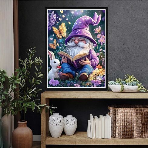 VAIIEYO 5D DIY Diamond Art Kits for Adults Gnome, Diamond Painting Cartoon, Paint by Numbers Full Drill Round Rhinestone Craft Canvas for Home Wall Decor Gift 12x16 inch-6 in Saudi Arabia