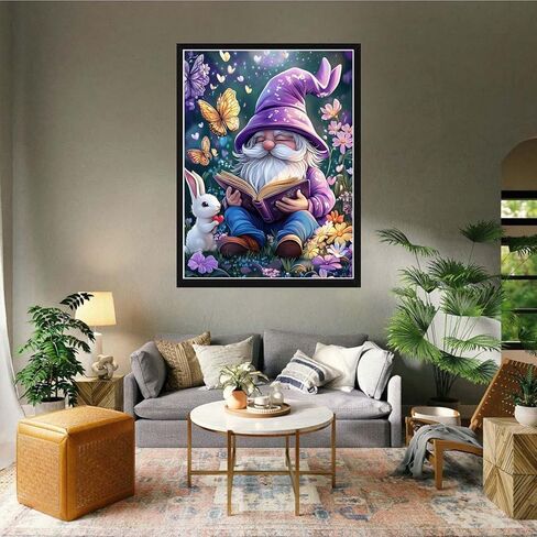 VAIIEYO 5D DIY Diamond Art Kits for Adults Gnome, Diamond Painting Cartoon, Paint by Numbers Full Drill Round Rhinestone Craft Canvas for Home Wall Decor Gift 12x16 inch-6 in Saudi Arabia