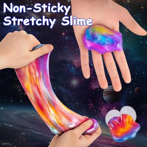 28 Packs Easter Galaxy Slime Party Favors for Kids, Galaxy Hearts Slime Stress Relief Fidget Toy for Kids Party Favors Space Themed Birthday Easter Basket Stuffers in Saudi Arabia