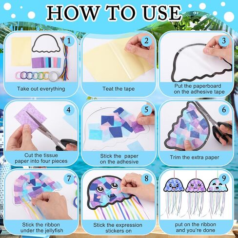 Yaomiao 30 Set 4th of July Patriotic Suncatchers Paper Crafts Kit Fourth of July DIY Star Shaped Stained Glass Effect Tissue Paper Hanging Decor Gift for Independence Day in Saudi Arabia