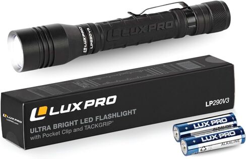 LUXPRO LP290V3 LED Flashlight - Bright 300 Lumens with 3 Light Modes - Aircraft-Grade Aluminum with IPX4 Waterproof Protection & Patented TackGrip - Camping, Outdoor, Home - Batteries Included 2 Pack in Saudi Arabia