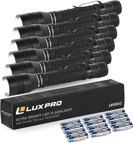 LUXPRO LP290V3 LED Flashlight - Bright 300 Lumens with 3 Light Modes - Aircraft-Grade Aluminum with IPX4 Waterproof Protection & Patented TackGrip - Camping, Outdoor, Home - Batteries Included 2 Pack in Saudi Arabia