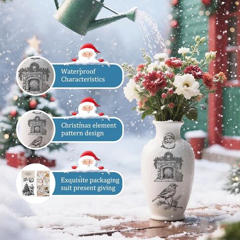 WANDIC 6 Sheets Christmas Theme Rub On Transfer Sticker, Merry Christmas Stickers Transfer Decals for DIY Photo Albums Furniture, 5.9 * 11.8in in Saudi Arabia