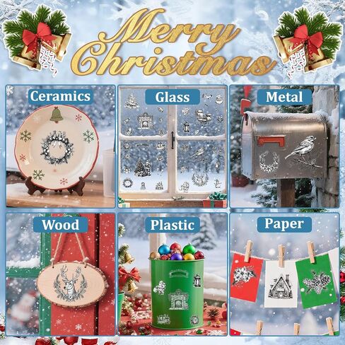 WANDIC 6 Sheets Christmas Theme Rub On Transfer Sticker, Merry Christmas Stickers Transfer Decals for DIY Photo Albums Furniture, 5.9 * 11.8in in Saudi Arabia