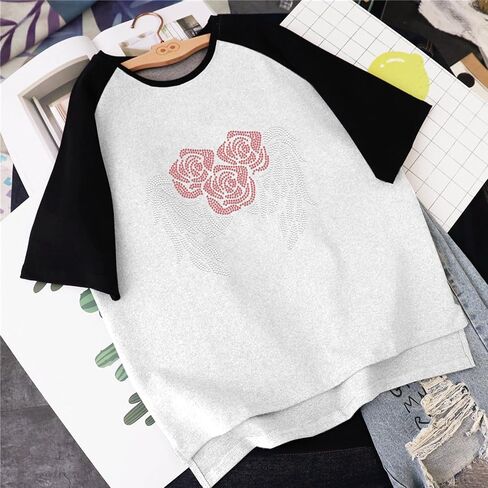 ORIGACH Small Flames Rhinestone Iron on Hotfix Decal Transfer, Heat Transfer Decal Clothing Repair Applique for Shoes hat Pants Garments DIY Decoration Accessories in Kuwait