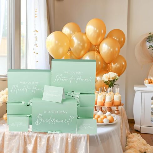 8pack صناديق اقتراح وصيفات الشرف الكبيرة مع بطاقة وصيفات الشرف ، هل ستكون صندوق وصيفات الشرف مع الشريط ، مربع مقترح الشرف الخاص بمواد هدايا اقتراح العروسة (12 × 9.8 × 3.1 بوصة) in Kuwait