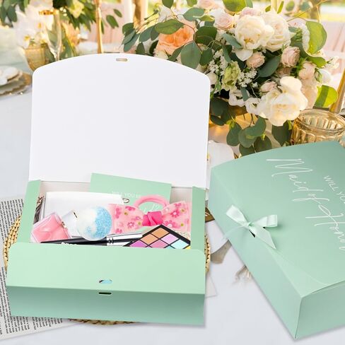 8pack صناديق اقتراح وصيفات الشرف الكبيرة مع بطاقة وصيفات الشرف ، هل ستكون صندوق وصيفات الشرف مع الشريط ، مربع مقترح الشرف الخاص بمواد هدايا اقتراح العروسة (12 × 9.8 × 3.1 بوصة) in Kuwait