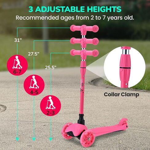 Hurtle Mini Kickboard Scooter for Kids – Height Adjustable 25-28 Inches, 3-Wheel Toddler Micro Scooter with LED Light-up Wheels, Lightweight Riding Toy, Non-Slip, Indoor/Outdoor Fun, Ages 2-5 (Green) in Saudi Arabia