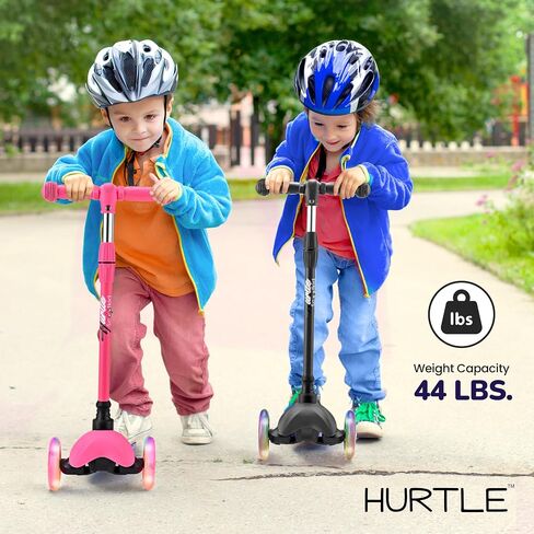 Hurtle Mini Kickboard Scooter for Kids – Height Adjustable 25-28 Inches, 3-Wheel Toddler Micro Scooter with LED Light-up Wheels, Lightweight Riding Toy, Non-Slip, Indoor/Outdoor Fun, Ages 2-5 (Green) in Saudi Arabia