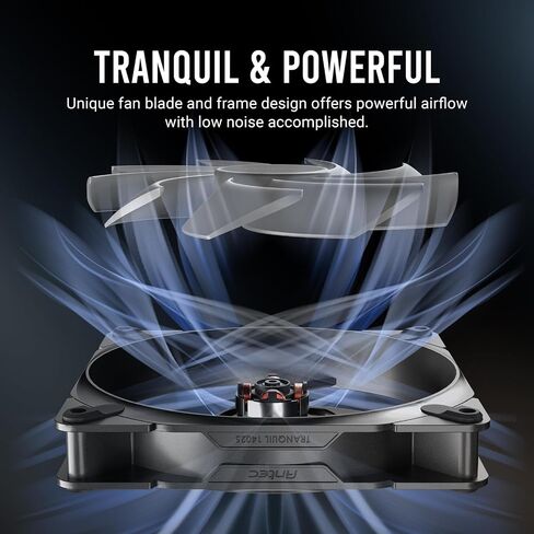 Antec Tranquil 140 ، 140 مم × 25 مم ، عشاق PWM ، 1500 دورة في الدقيقة ، 85.96cfm ، 1.79mmh₂o ، موصل PWM 4 دبوس ، مروحة 140 مم ، سلسلة واحدة هادئة (حزمة 2) in Kuwait