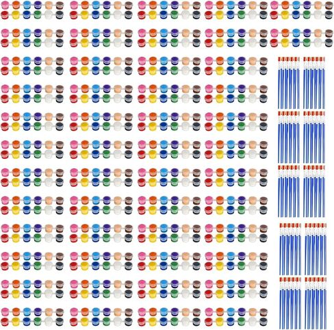 Jaoruizer 450 Pcs Mini Acrylic Paint Set, 12 Colors 30 Set Kids Washable Acrylic Paints Strips Kit Bulk with 60pcs Painting Brushes and 30pcs Palettes, Kids Painting Kit for Home Classroom in Saudi Arabia