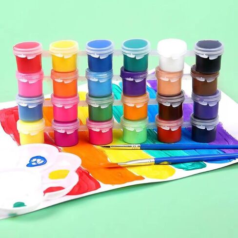 Jaoruizer 450 Pcs Mini Acrylic Paint Set, 12 Colors 30 Set Kids Washable Acrylic Paints Strips Kit Bulk with 60pcs Painting Brushes and 30pcs Palettes, Kids Painting Kit for Home Classroom in Saudi Arabia