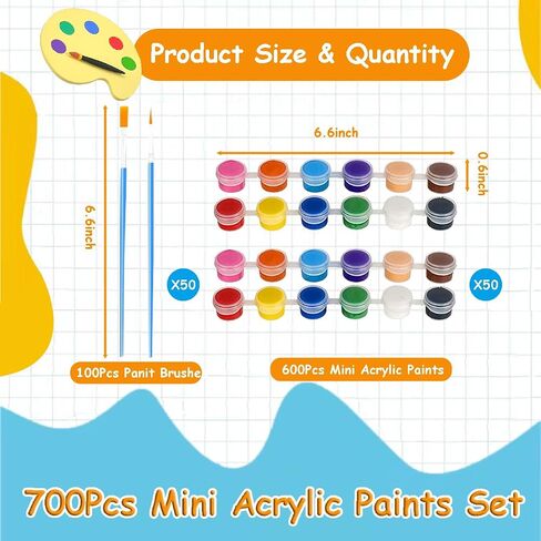 Jaoruizer 450 Pcs Mini Acrylic Paint Set, 12 Colors 30 Set Kids Washable Acrylic Paints Strips Kit Bulk with 60pcs Painting Brushes and 30pcs Palettes, Kids Painting Kit for Home Classroom in Saudi Arabia