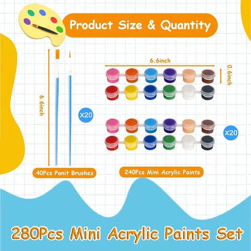 Jaoruizer 450 Pcs Mini Acrylic Paint Set, 12 Colors 30 Set Kids Washable Acrylic Paints Strips Kit Bulk with 60pcs Painting Brushes and 30pcs Palettes, Kids Painting Kit for Home Classroom in Saudi Arabia