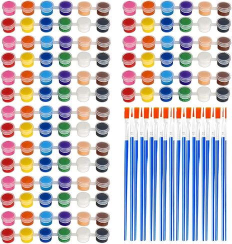 Jaoruizer 450 Pcs Mini Acrylic Paint Set, 12 Colors 30 Set Kids Washable Acrylic Paints Strips Kit Bulk with 60pcs Painting Brushes and 30pcs Palettes, Kids Painting Kit for Home Classroom in Saudi Arabia