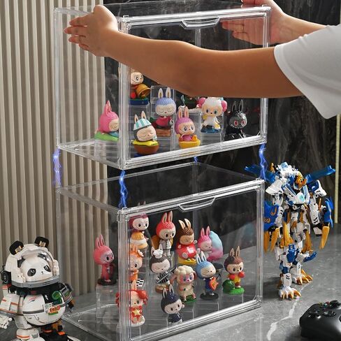 Blind Box Figurine Acrylic Display Case, Pop Mart Model Ornaments Dustproof Transparent Display Cabinet Toy Display Stand 13 Columns Display Rack with Magnetic Door for Min Toys, Collectibles in Saudi Arabia