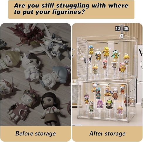 Blind Box Figurine Acrylic Display Case, Pop Mart Model Ornaments Dustproof Transparent Display Cabinet Toy Display Stand 13 Columns Display Rack with Magnetic Door for Min Toys, Collectibles in Saudi Arabia