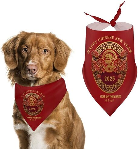 Year of The Snake Happy Chinese New Year 2025 Dog Bandana Adjustable Pet Scarfs Triangle Bibs for Dogs Cats Gifts Costume Accessories in Saudi Arabia