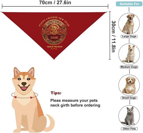 Year of The Snake Happy Chinese New Year 2025 Dog Bandana Adjustable Pet Scarfs Triangle Bibs for Dogs Cats Gifts Costume Accessories in Saudi Arabia