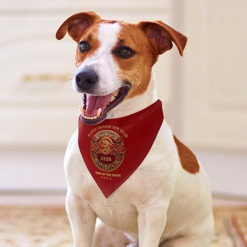 Year of The Snake Happy Chinese New Year 2025 Dog Bandana Adjustable Pet Scarfs Triangle Bibs for Dogs Cats Gifts Costume Accessories in Saudi Arabia