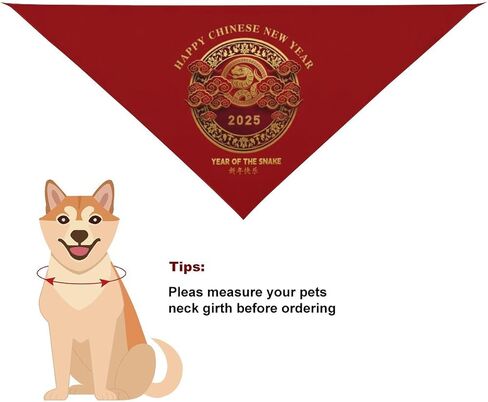 Year of The Snake Happy Chinese New Year 2025 Dog Bandana Adjustable Pet Scarfs Triangle Bibs for Dogs Cats Gifts Costume Accessories in Saudi Arabia