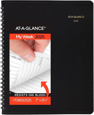 AT-A-GLANCE 2026 Appointment Book Planner, Weekly & Hourly, 7" x 8.75", Medium, Black (708650526) in Saudi Arabia