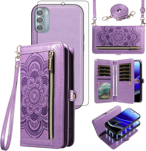Asuwish Phone Case for Motorola Moto G Stylus 5G 2022 Zipper Wallet Cover Detachable With With Glass Glass Screen Screen Screat STREPT STREPRES in Saudi Arabia