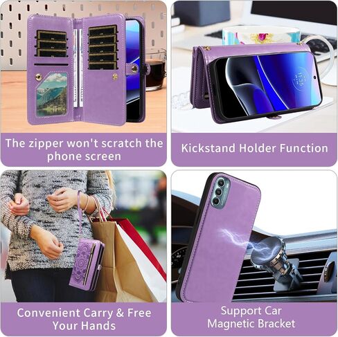 Asuwish Phone Case for Motorola Moto G Stylus 5G 2022 Zipper Wallet Cover Detachable With With Glass Glass Screen Screen Screat STREPT STREPRES in Saudi Arabia