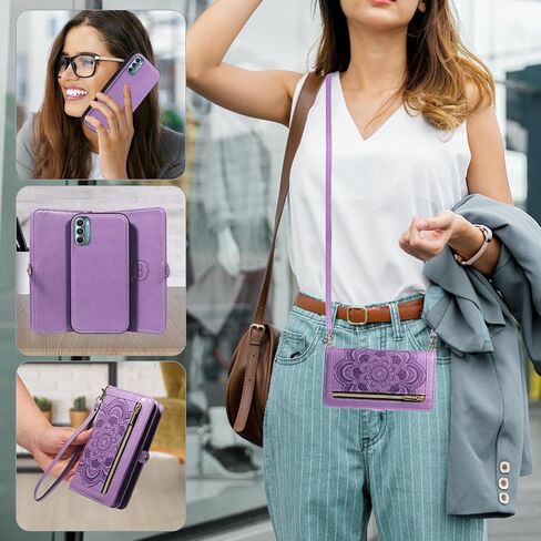 Asuwish Phone Case for Motorola Moto G Stylus 5G 2022 Zipper Wallet Cover Detachable With With Glass Glass Screen Screen Screat STREPT STREPRES in Saudi Arabia