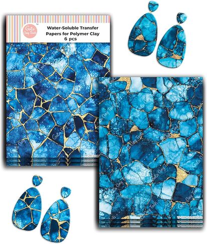 Blue Batik Clay Transfer Paper - 6 Pcs, 4 x 5.5 inch - Transfer Paper for Polymer Clay, Polymer Clay Transfer Sheet for Jewelry Making MAR-25-13 in Saudi Arabia