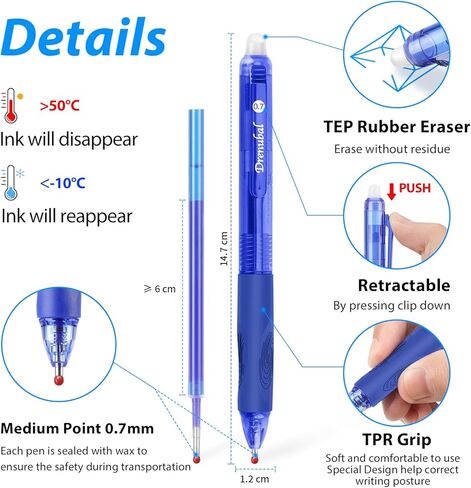 8-Pack Red Erasable Pens, Gel Pens,Red pens,Red Ink pens, 0.7mm Fine Point, Smooth Writing & Clean Erase Perfect for School, Office, Kids & Gift in Kuwait