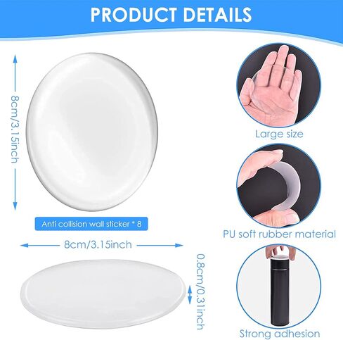 4pcs Door Knob Wall Protector Transparent Round Wall Protector Reusable Soft Rubber Door Stopper Silent and Shock Absorbing Self Adhesive Door Handle Bumper for Cabinets Wall in Saudi Arabia
