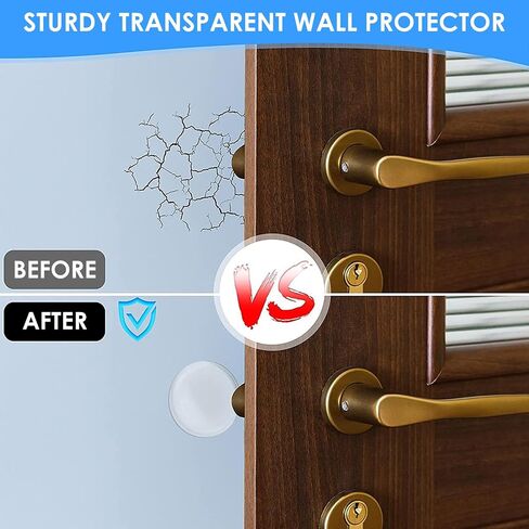 4pcs Door Knob Wall Protector Transparent Round Wall Protector Reusable Soft Rubber Door Stopper Silent and Shock Absorbing Self Adhesive Door Handle Bumper for Cabinets Wall in Saudi Arabia