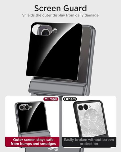 Miimall for Samsung Galaxy Z Flip 5 case مع واقي شاشة الخصوصية ، غطاء الجسم الكامل للكمبيوتر الشخصي مقاوم للمفصلات المغناطيسية الحماية من Galaxy Z Flip 5g Black in Saudi Arabia