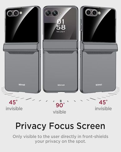 Miimall for Samsung Galaxy Z Flip 5 case مع واقي شاشة الخصوصية ، غطاء الجسم الكامل للكمبيوتر الشخصي مقاوم للمفصلات المغناطيسية الحماية من Galaxy Z Flip 5g Black in Saudi Arabia