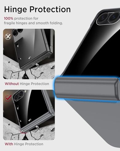 Miimall for Samsung Galaxy Z Flip 5 case مع واقي شاشة الخصوصية ، غطاء الجسم الكامل للكمبيوتر الشخصي مقاوم للمفصلات المغناطيسية الحماية من Galaxy Z Flip 5g Black in Saudi Arabia