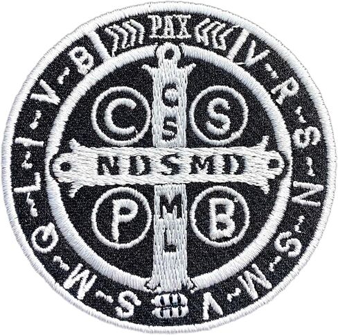 St Benedict Medal Catholic Patch Saint Benedict 3" Embroidered Patches Christian Religious God Bilbe Faith Iron On Embroidery Patch for Caps, Bags, Hat, Jackets, Uniform DIY PVC Patch Gifts 3 Inches in Saudi Arabia