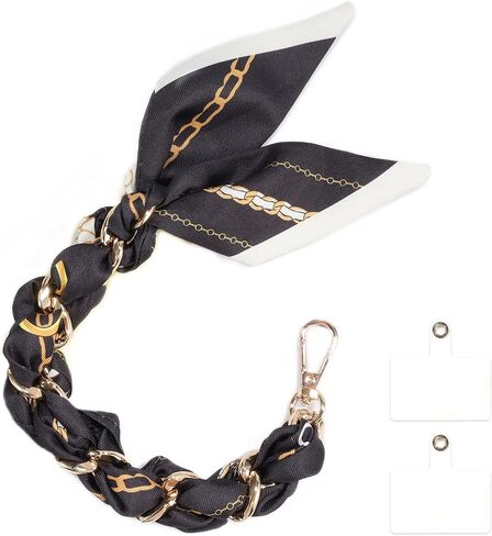 Pink Phone Charm for Women Silk Like Scarf Pearl Phone Chain Anti Dorp Phone Strap Compatible with All Smartphones in Saudi Arabia