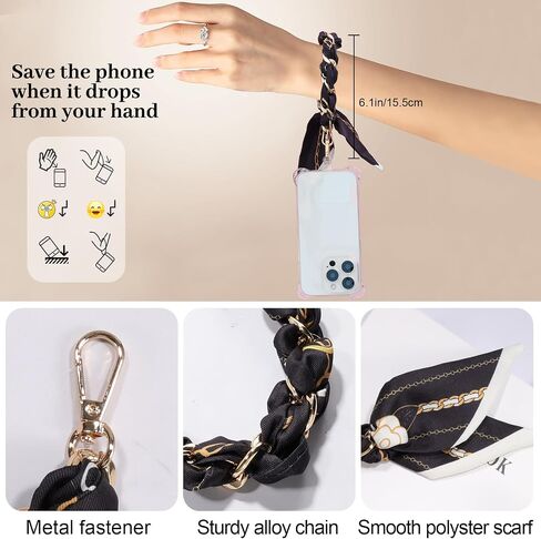 Pink Phone Charm for Women Silk Like Scarf Pearl Phone Chain Anti Dorp Phone Strap Compatible with All Smartphones in Saudi Arabia