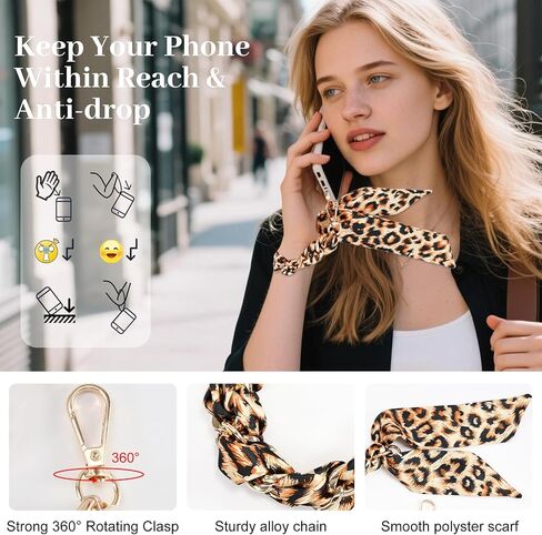 Pink Phone Charm for Women Silk Like Scarf Pearl Phone Chain Anti Dorp Phone Strap Compatible with All Smartphones in Saudi Arabia