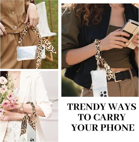 Pink Phone Charm for Women Silk Like Scarf Pearl Phone Chain Anti Dorp Phone Strap Compatible with All Smartphones in Saudi Arabia