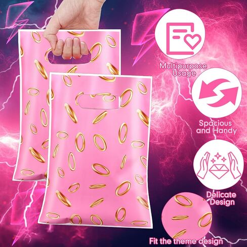 Clysee 50 Pcs Video Game Party Favors Bags Blue with Gold Ring Print Themed Goodie Bags Video Game Candy Treat Plastic Bags for Gamer's Party Decorations Birthday Party Favor Gifts Snack Supplies in Saudi Arabia